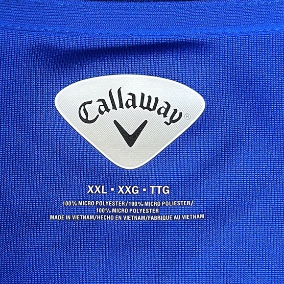 NWOT Callaway Golf Performance Blue White Stripe Wicking Men's Polo Shirt XXL 2X - Picture 9 of 10